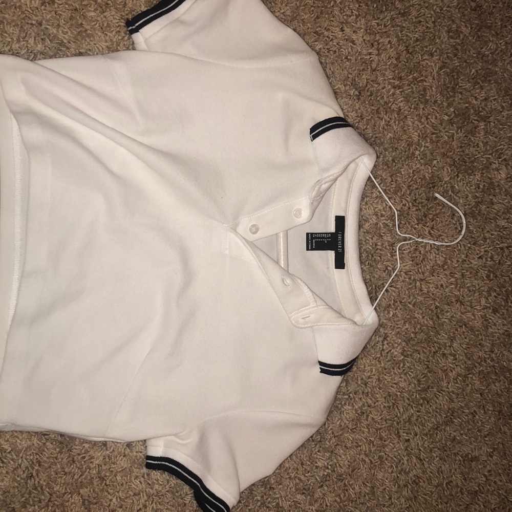 collared Cropped white tee FOREVER 21